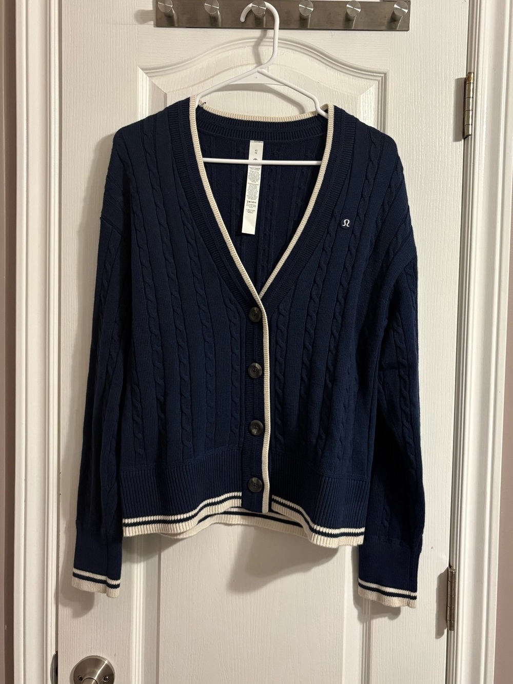 EUC Lululemon Cotton-Blend Cable-Knit Cardigan